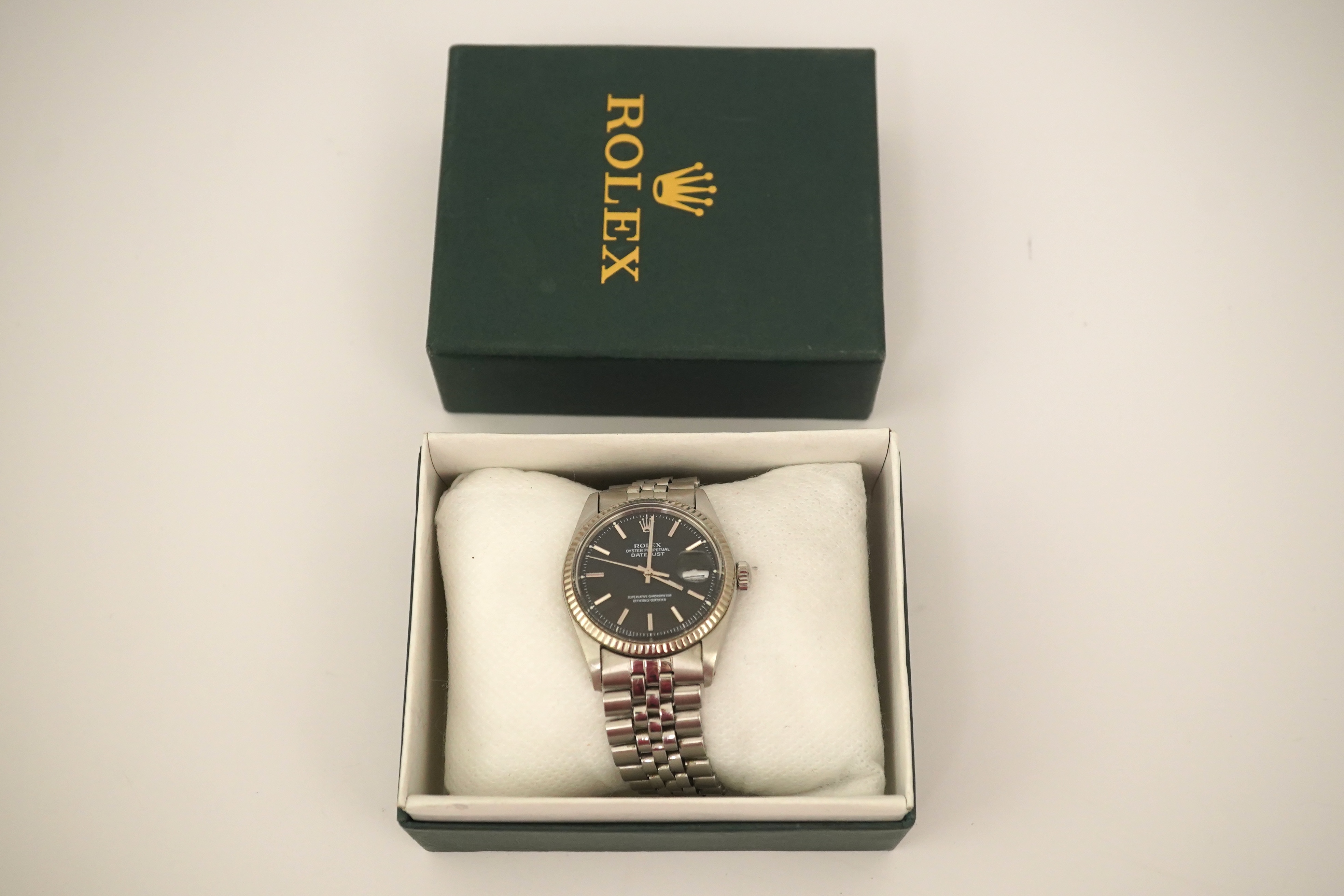 A gentleman's mid 1970's stainless steel Rolex Oyster Perpetual Datejust, on a stainless steel Rolex bracelet